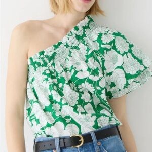 J.Crew Smocked one shoulder top